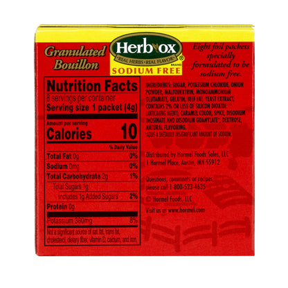 Herb-ox Beef Instant Broth & Seasoning, Sodium Free, 8 Count (Pack of 12)
