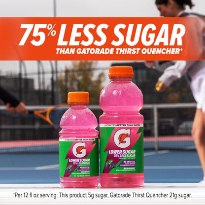 Gatorade Lower Sugar Electrolyte Sports Drink, Lemonade, 20 fl oz Bottles, (6 Pack), 75% Less Sugar, No Artificial Flavors, No Artificial Sweeteners, No Artificial Colors, Hydration