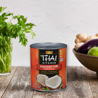 Thai Kitchen Coconut Milk, 96 fl oz (Pack of 6) - Six 96 Fluid Ounce Containers of Unsweetened, Premium Dairy Free Coconut Milk Perfect for Vegan Curries, Sauces, Soups, Desserts, and Beverages