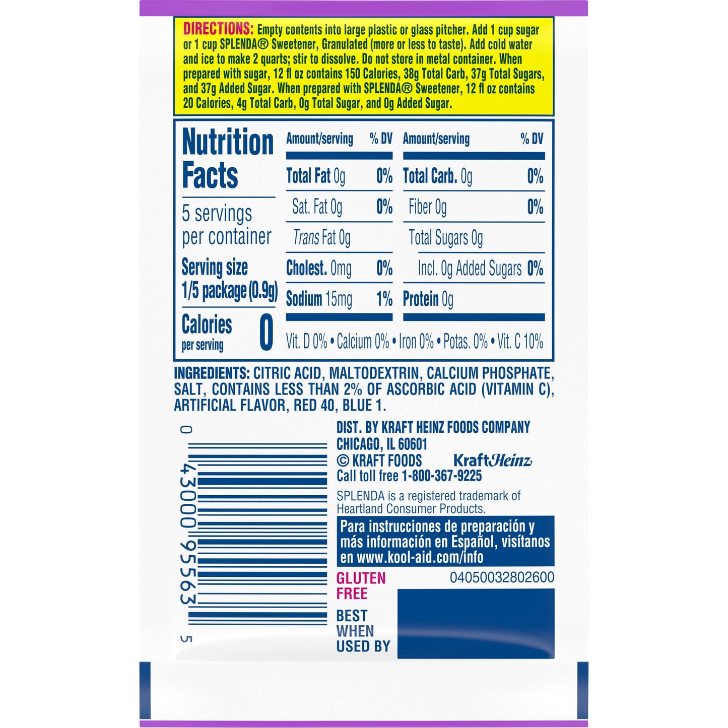 Kool-Aid Unsweetened Drink Mix, 1 Packet, for Flavorful Hydration and Shareable Refreshment, Grape Artificially Flavored, Good Source of Vitamin C, Caffeine Free, 0.14 oz