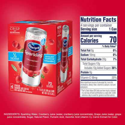 Ocean Spray® Sparkling Cranberry Juice Drink, 11.5 Fl Oz Cans, 4 Count