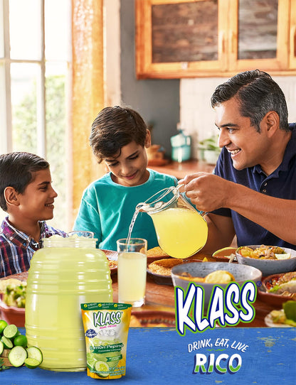 Klass Aguas Frescas Drink Mix Variety Pack - Pina Colada, Cucumber Limeade, Tropical Punch & Strawberry Watermelon - Powder Drink Mix, Water Drink Mix with Natural Flavors & Vitamin C, Makes 28 to 36 Quarts (56 to 72 Drinks)
