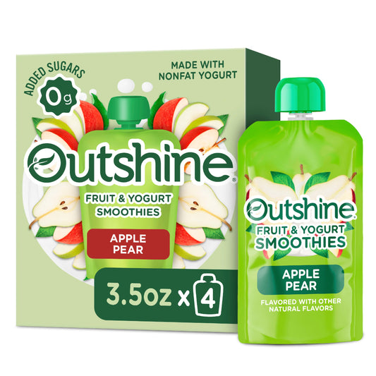 Outshine Fruit & Yogurt Smoothie Apple Pear, Smoothie Pouch, On The Go Snack, 4Pk 14 oz