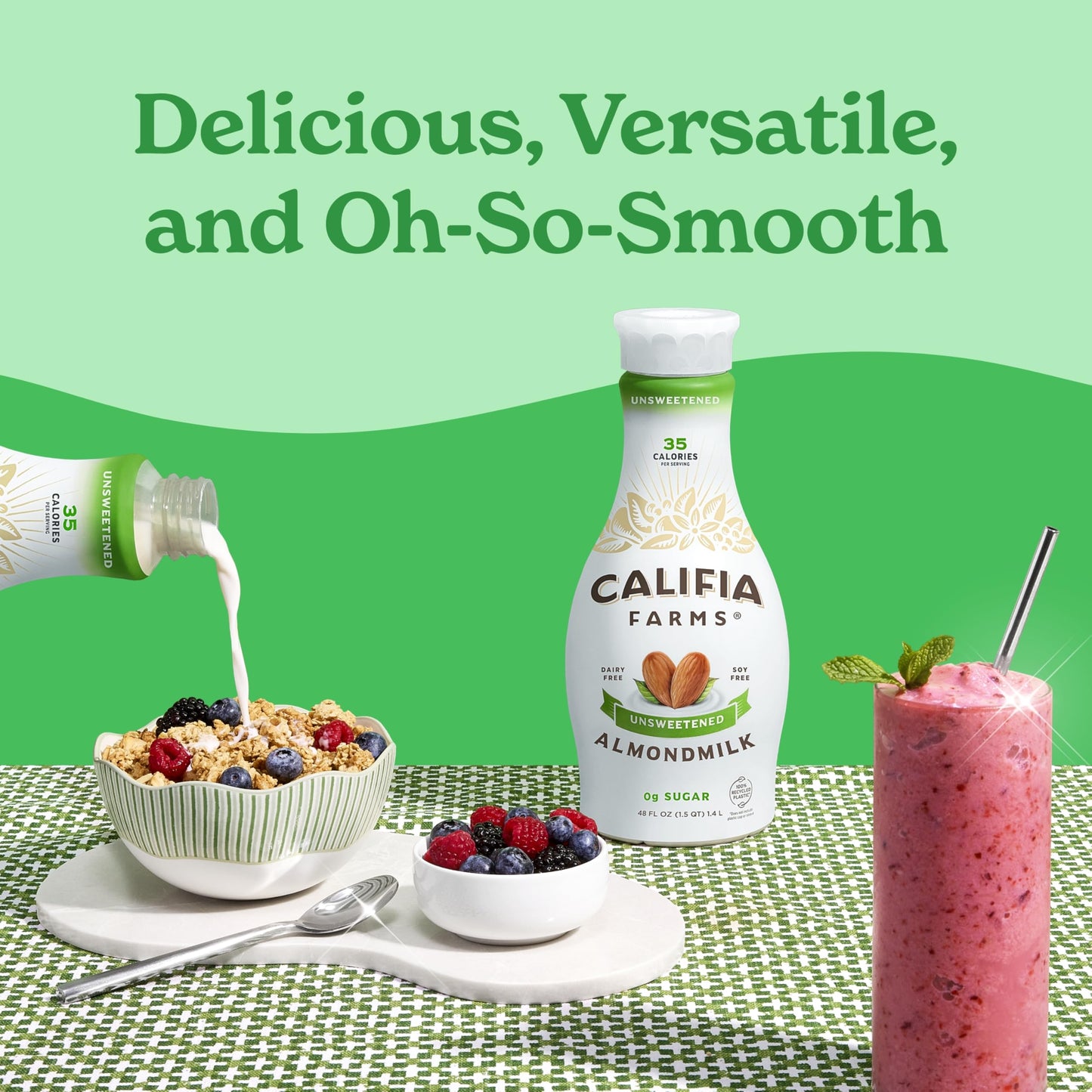 Califia Farms - Unsweetened Almond Milk, 48 Oz, Dairy Free, Vegan, Plant Based, Keto, Vegan, Gluten Free, Non GMO, Sugar Free, High Calcium, Smoothie