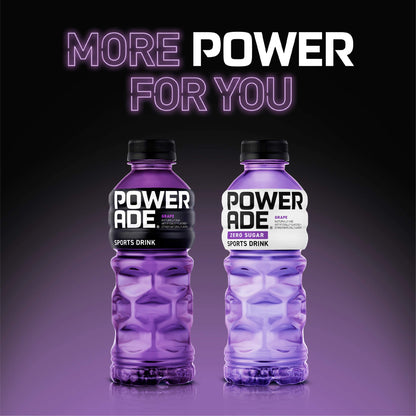 POWERADE Electrolyte Enhanced Zero Sugar Grape Sports Drink, 20 Ounce (Pack of 8)