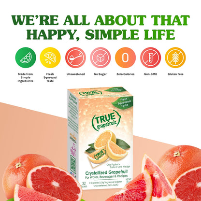 True Grapefruit 32ct (Pack of 1) - Water Enhancer - Bulk Dispenser - 0 Calorie Drink Mix Packets For Water - Sugar Free Grapefruit Flavoring Powder Packets