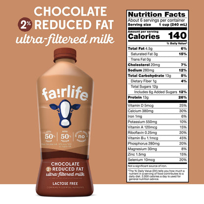 fairlife Chocolate, 2% reduced fat milk, 52 fl oz