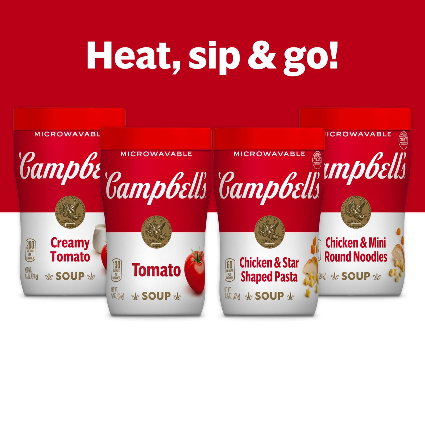 Campbell's Sipping Soup, Chicken & Mini Round Noodle Soup, 10.75 Oz Microwavable Cup