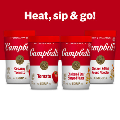 Campbell's Sipping Soup, Chicken & Mini Round Noodle Soup, 10.75 Oz Microwavable Cup
