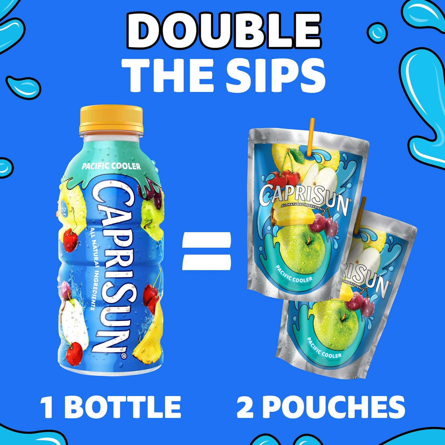 Capri Sun Flavored Juice Drink Blend with Other Natural Flavor, 1 Bottle, for School Lunches and On-the-Go Hydration, Pacific Cooler, All Natural Ingredients, 12 oz