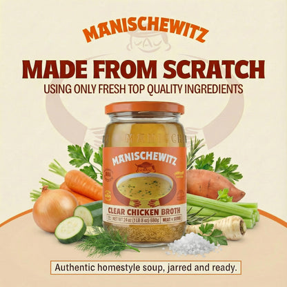 Manischewitz Clear Chicken Broth, 24 oz (2 Pack) | Authentic Homemade Taste Chicken Stock | NO Artificial Flavors, Preservatives | Premium Soup Base | Ready to Serve