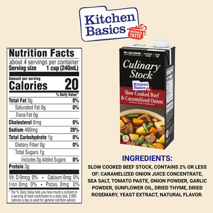 Kitchen Basics Slow Cooked Beef and Onion Culinary Stock, 32 oz. Carton (Pack of 12)