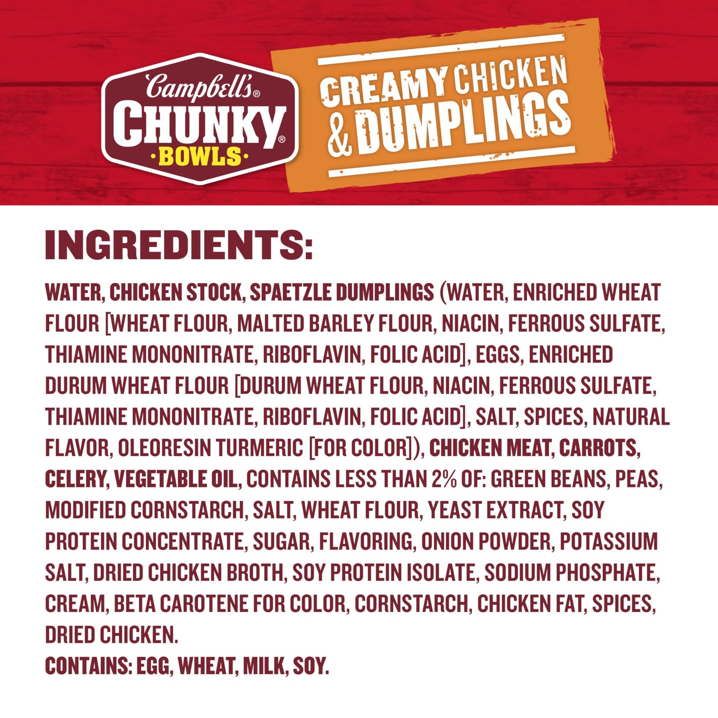 Campbell’s Chunky Creamy Chicken and Dumplings Soup, 15.25 oz Bowl
