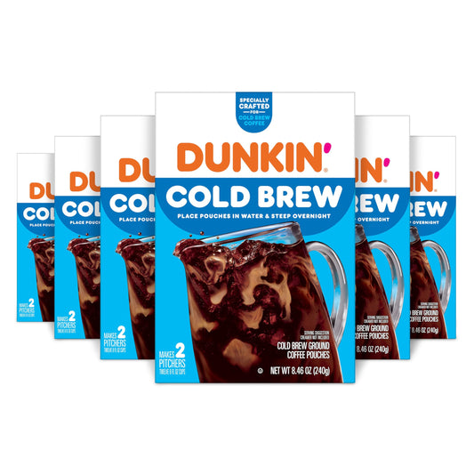 Dunkin' Cold Brew Ground Coffee Packs, 8.46 Ounces (Pack of 6)