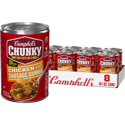 Campbell’s Chunky Soup, Chicken and Sausage Gumbo, 16.1 oz Can (Case of 8)