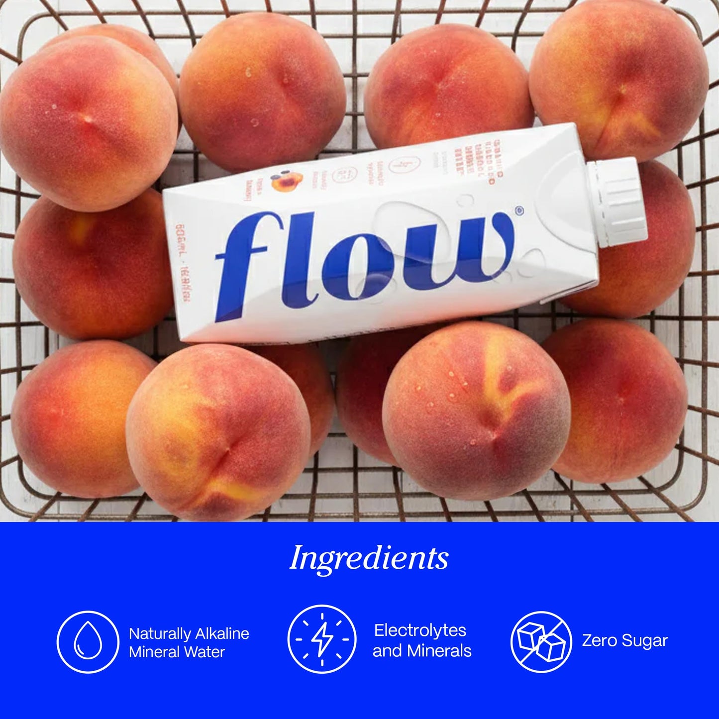 Flow Mineral Spring Water, Organic Peach + Blueberry, 12 Pack (33.8 Fl Oz) - Naturally Alkaline with Electrolytes and Zero Sugar