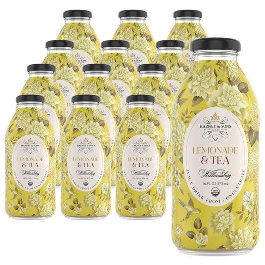 Harney & Sons Williamsburg Organic Lemonade and Tea Juice Drink, Glass Bottles, 16 fl oz (Pack of 12)