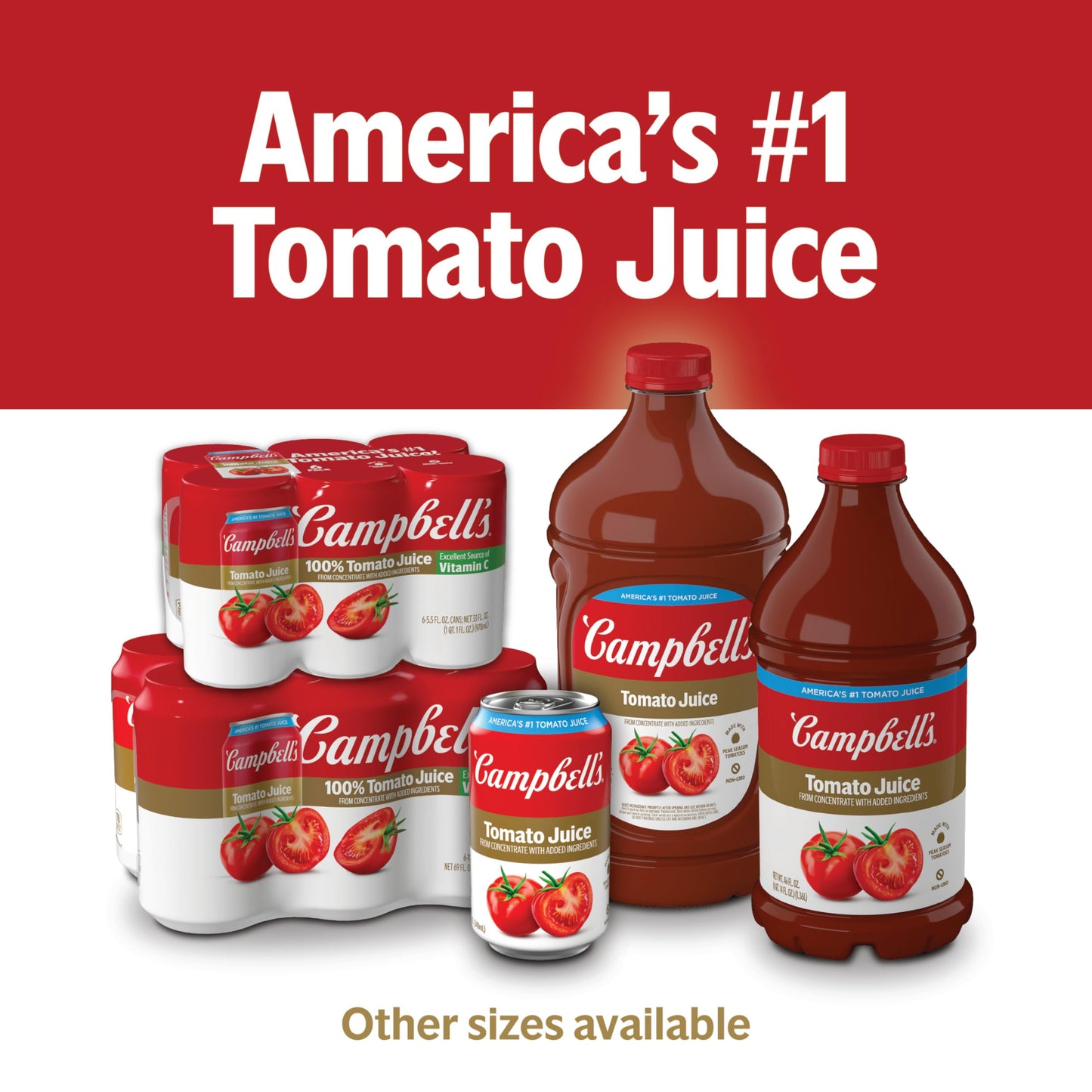 Campbell's 100% Tomato Juice, 5.5 fl oz Can (6 Pack)