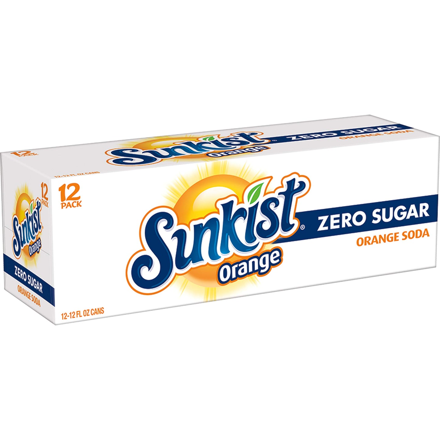 Sunkist Zero Sugar Orange Soda | 12 fl. oz. Cans | 12 Pack | Pack of 2