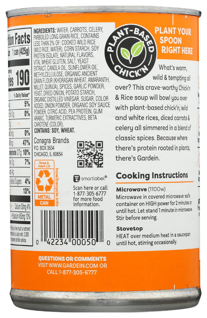 Gardein Plant-Based Chick'n & Rice Soup, Vegan, 15 oz.