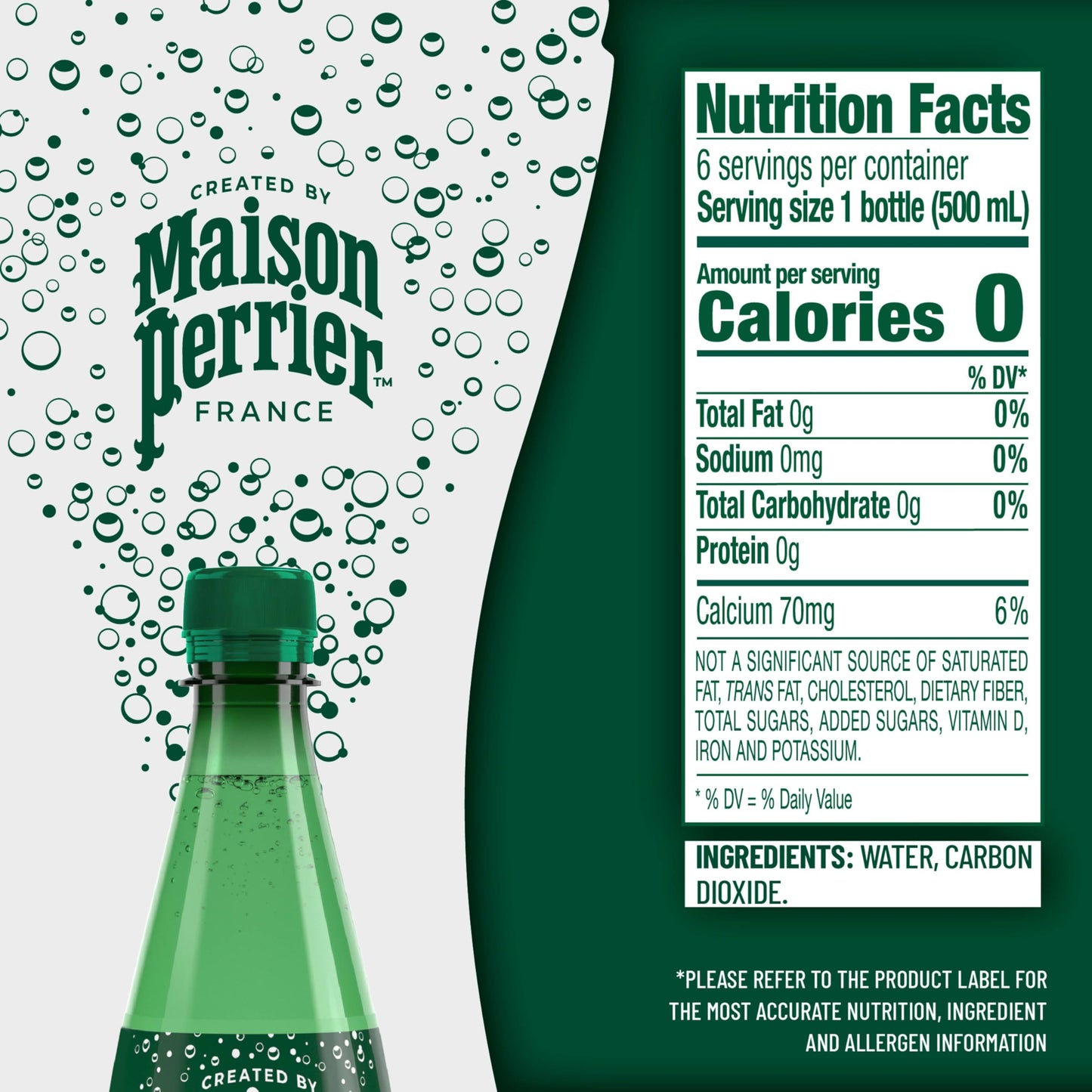 Maison Perrier Ultimate Sparkling Water, 16.9 Fl Oz Plastic Water Bottles, 6 Count