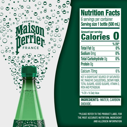 Maison Perrier Ultimate Sparkling Water, 16.9 Fl Oz Plastic Water Bottles, 6 Count