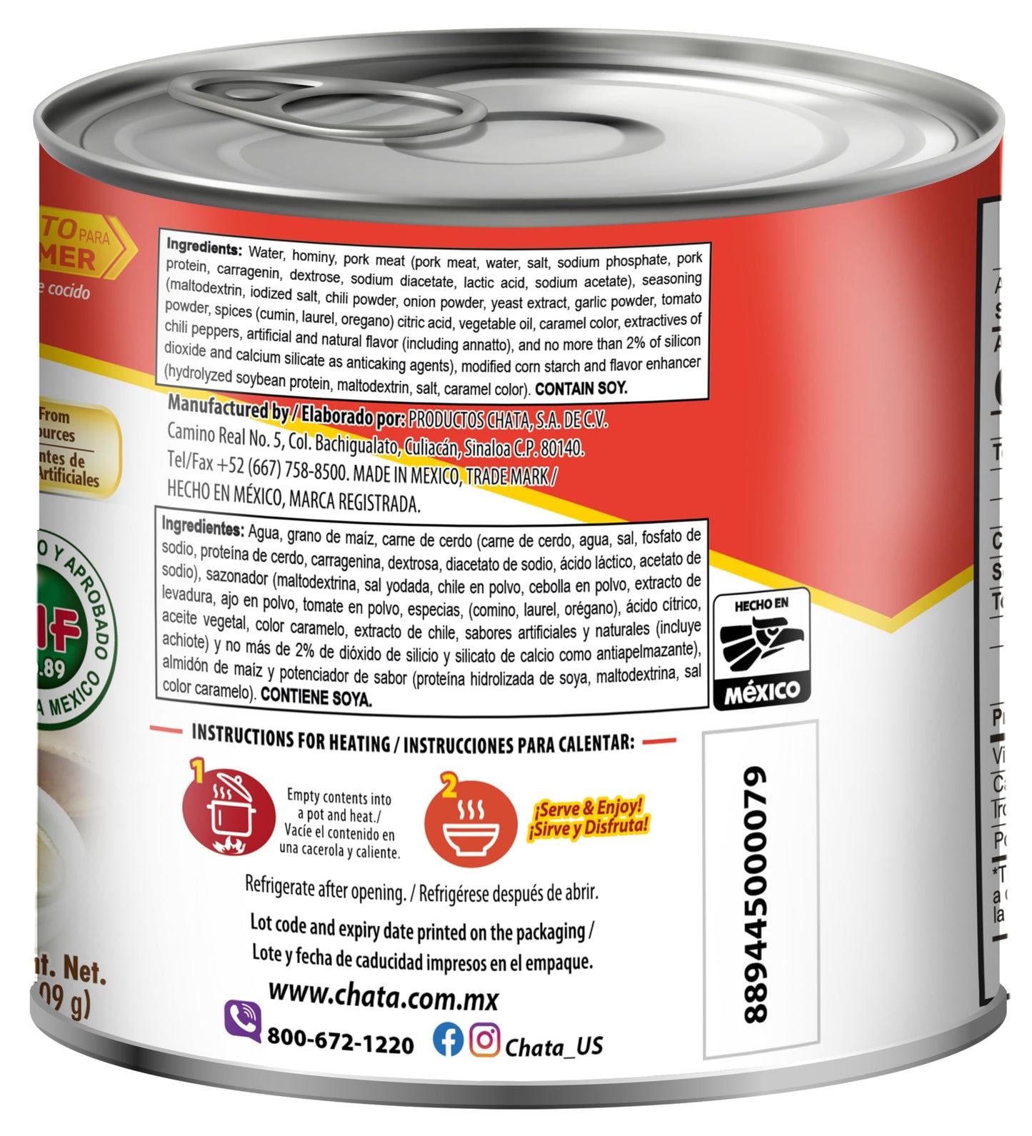 Chata Mexican Pozole Soup with Pork and Hominy Corn, Ready to Heat & Serve, 25 oz (Pack of 3)
