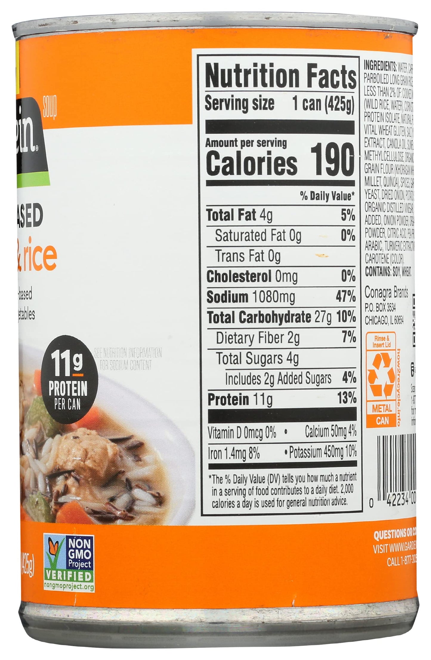 Gardein Plant-Based Chick'n & Rice Soup, Vegan, 15 oz.