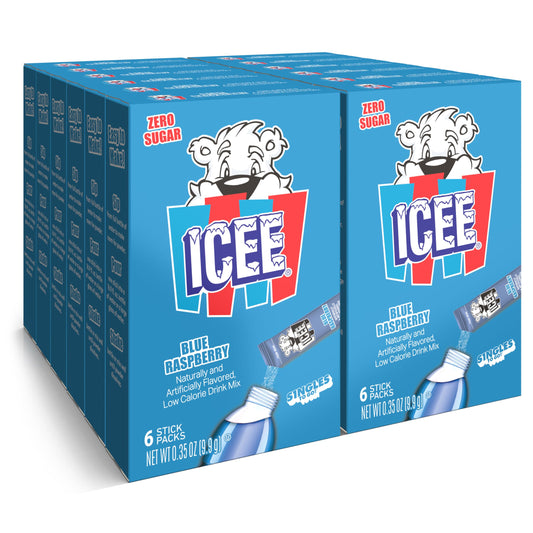 ICEE Singles To Go Water Drink Mix - Powder Sticks, 12 Boxes with 6 Packets Each - 72 Total Servings, Blue Raspberry, Pack of 12
