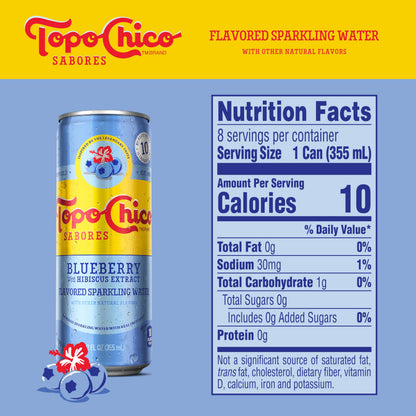 Topo Chico Sabores Blueberry with Hibiscus Extract 12oz Can