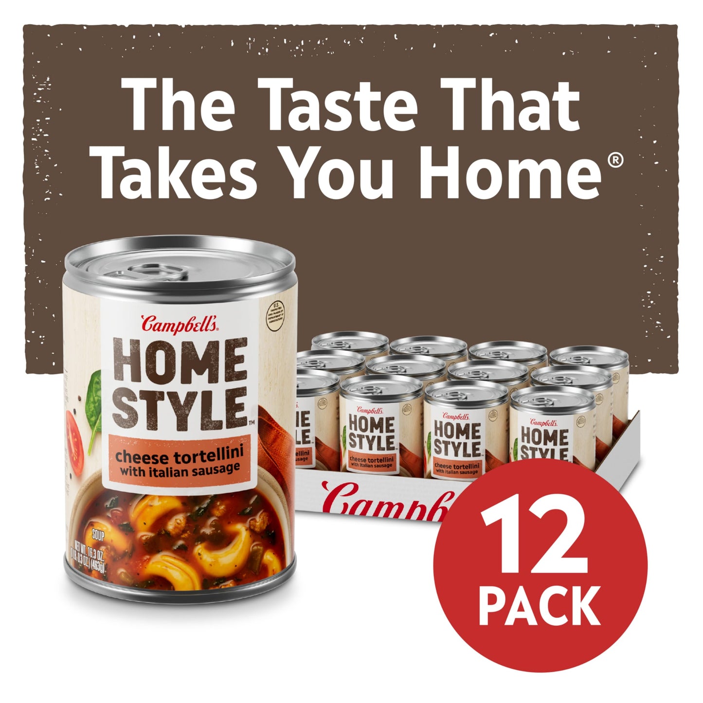 Campbell’s Homestyle Soup, Cheese Tortellini with Italian Sausage, 16.3 Oz Can (Case of 12)