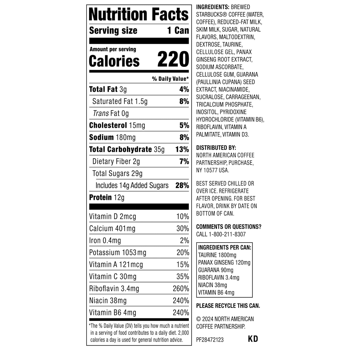 Starbucks - RTD Coffee Doubleshot Energy Drink Coffee Beverage,15 fl oz Cans (Packaging May Vary),(Pack of 24)