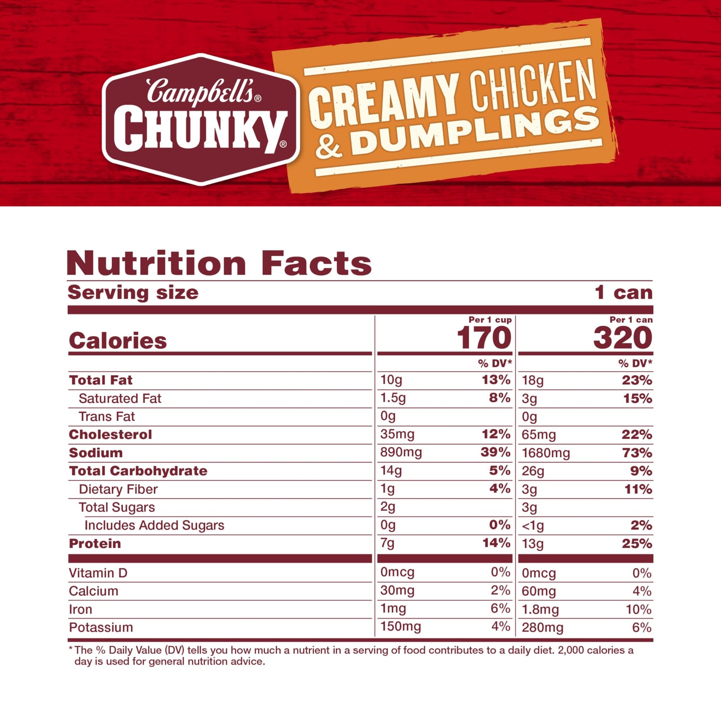 Campbell's Chunky Soup, Creamy Chicken and Dumplings Soup, 16.3 Oz Can (Case of 8)