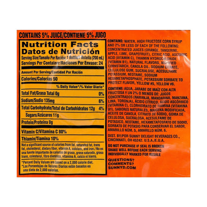 SunnyD Tangy Original Orange Flavored Citrus Punch, 6.75 Fluid Ounce, 24 Count,Bottle