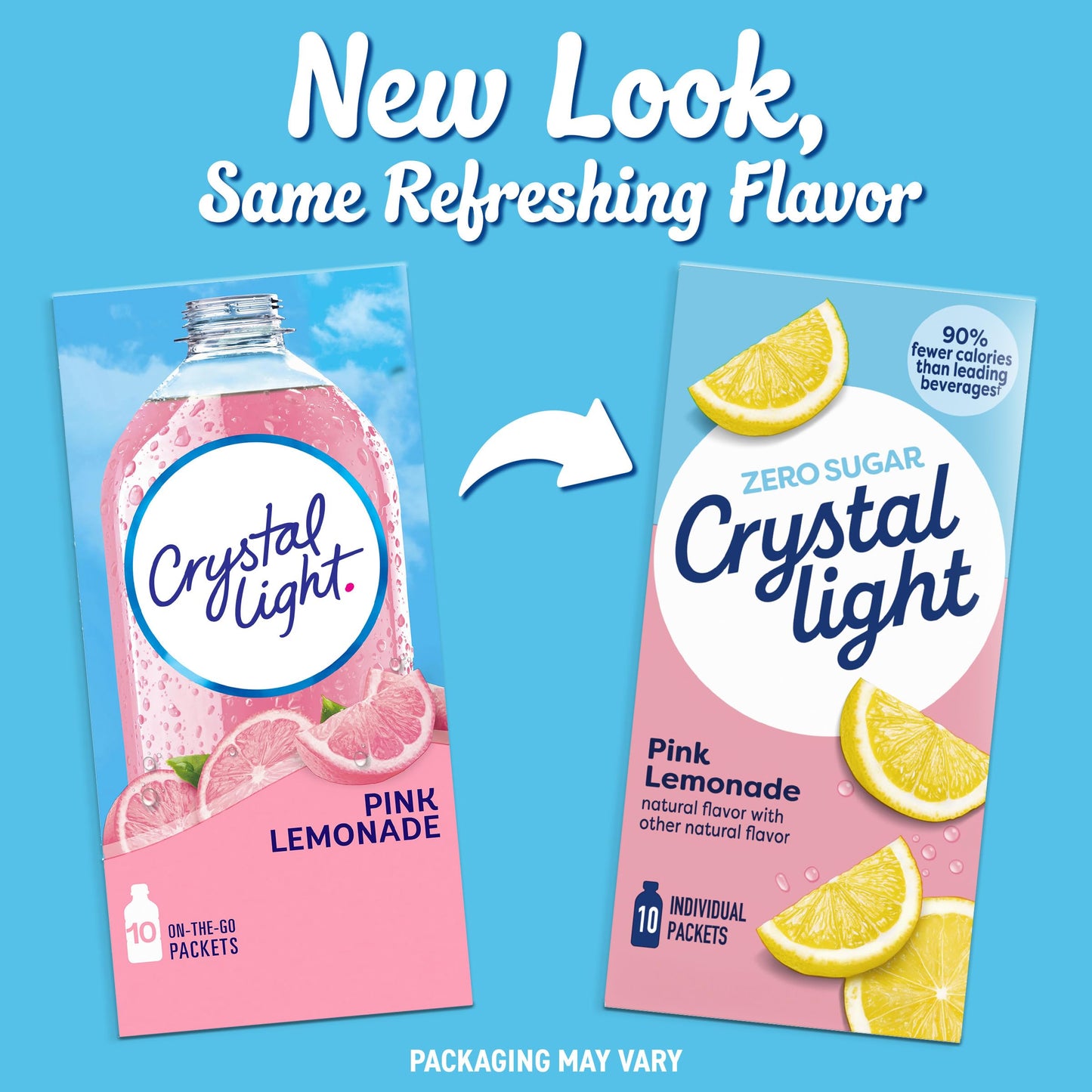 Crystal Light Drink Mix, 10 Packets, for Convenient On-the-Go Flavorful Hydration, Naturally Flavored Pink Lemonade with other natural flavor, Zero Sugar, 1.3 oz