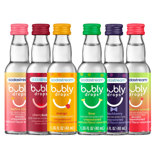 SodaStream - Bubly Fruit Drops | Zero Calories | Variety Pack, New Flavors added, Pack of 6 (8 Fl Oz)