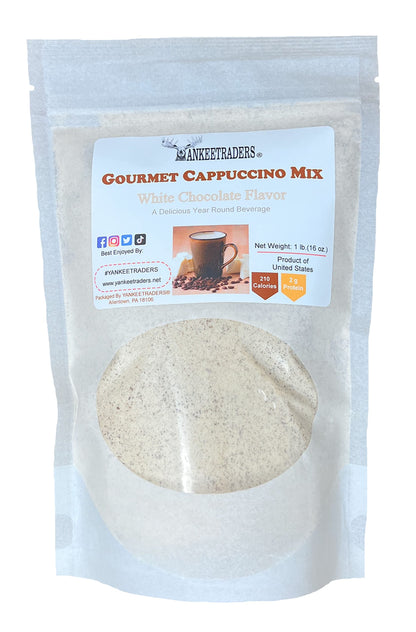 YANKEETRADERS White Chocolate Cappuccino Mix, Premium Coffee Beverage, 16 Oz Bag