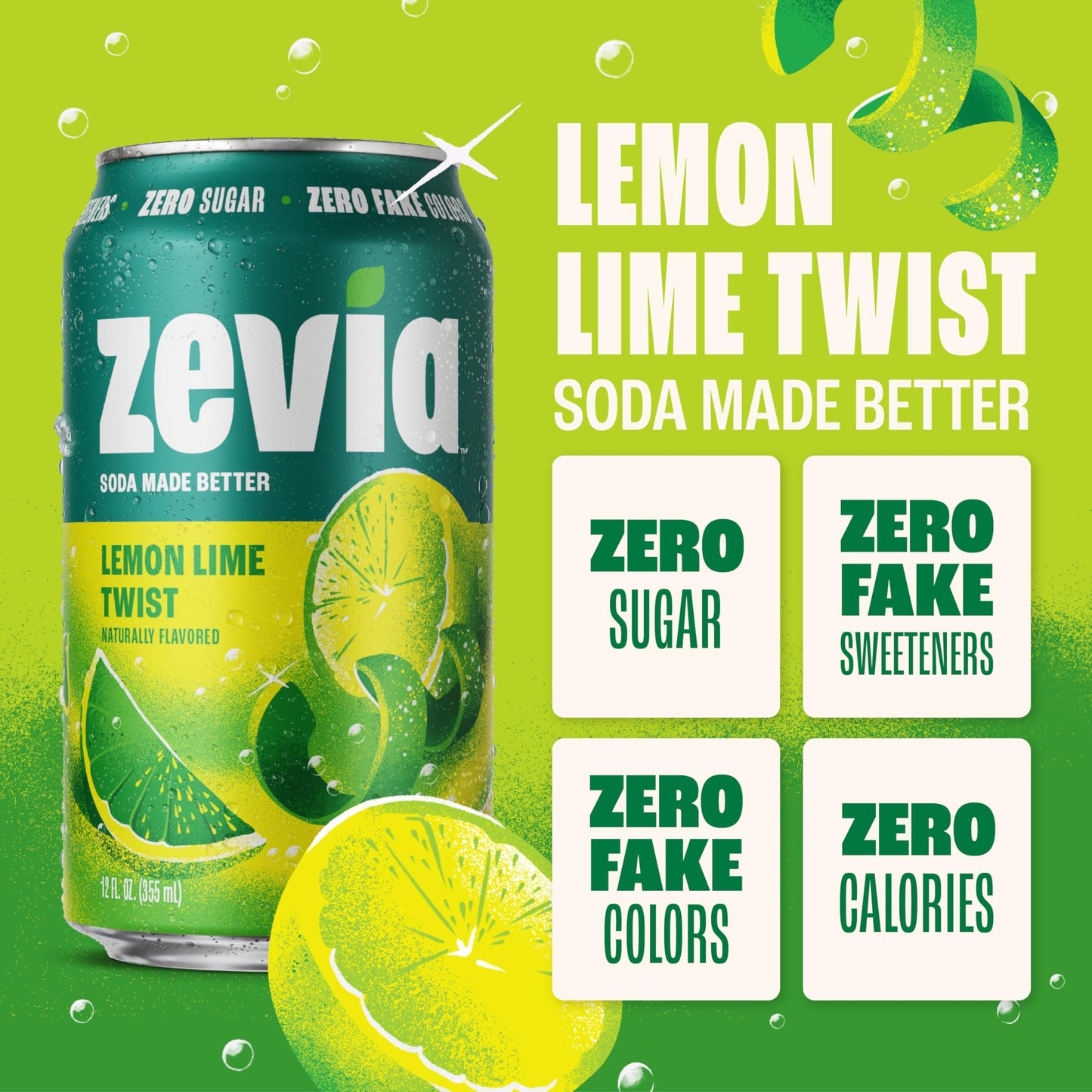 Zevia Zero Calorie Soda, Lemon Lime Twist, 12 Ounce Cans (Pack of 6)