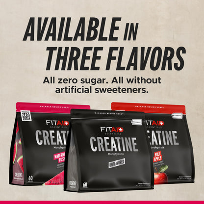 FITAID Creatine Monohydrate Powder, CreaPure, Watermelon Rush, ATP Production for Weightlifting, Cycling, Zero Sugar, Smooth-Mixing, Easy on Stomach, Resealable, 60 Servings