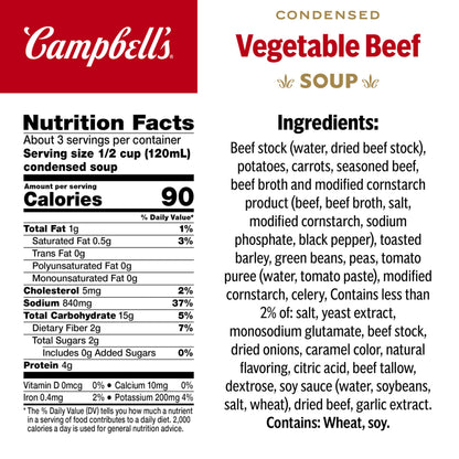 Campbell's Condensed Vegetable Beef Soup, 13.8 oz Can