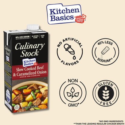 Kitchen Basics Slow Cooked Beef and Onion Culinary Stock, 32 oz. Carton (Pack of 12)