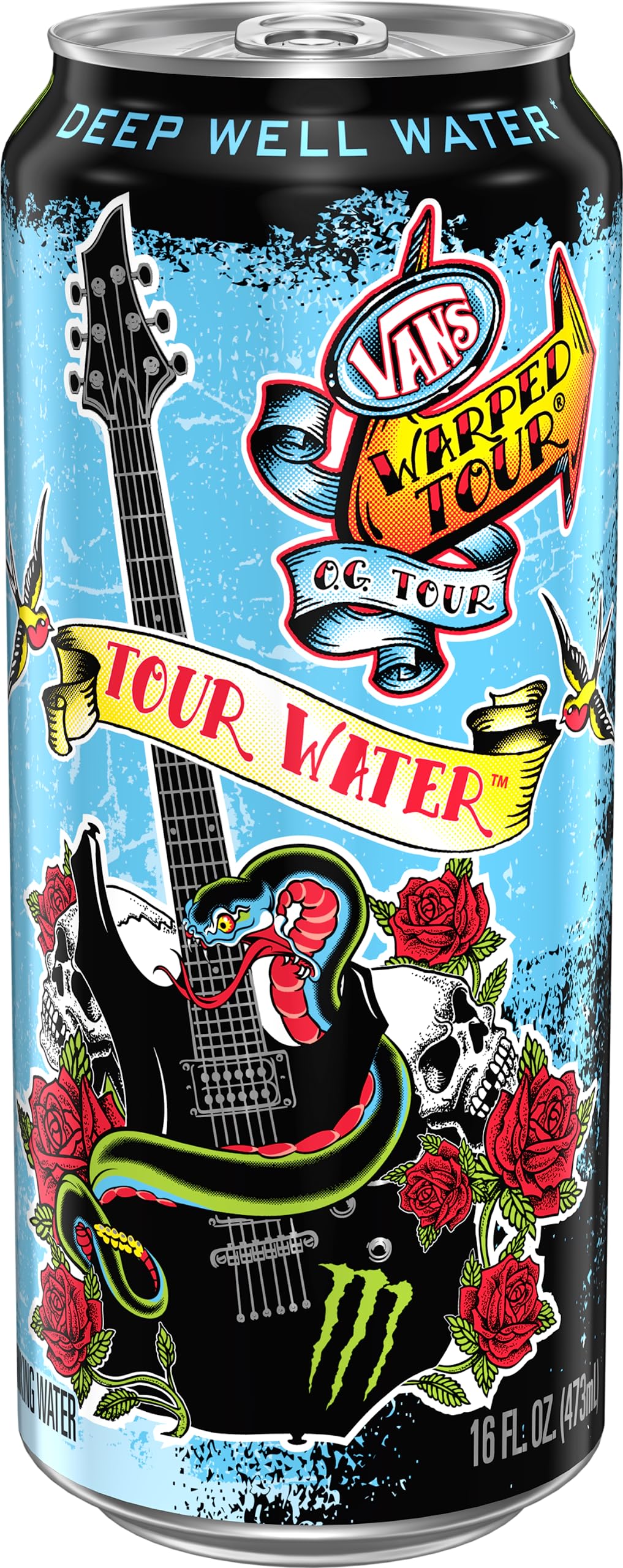 Monster Tour Water by Monster Energy, Deep Well Water, 16oz (Pack of 12)