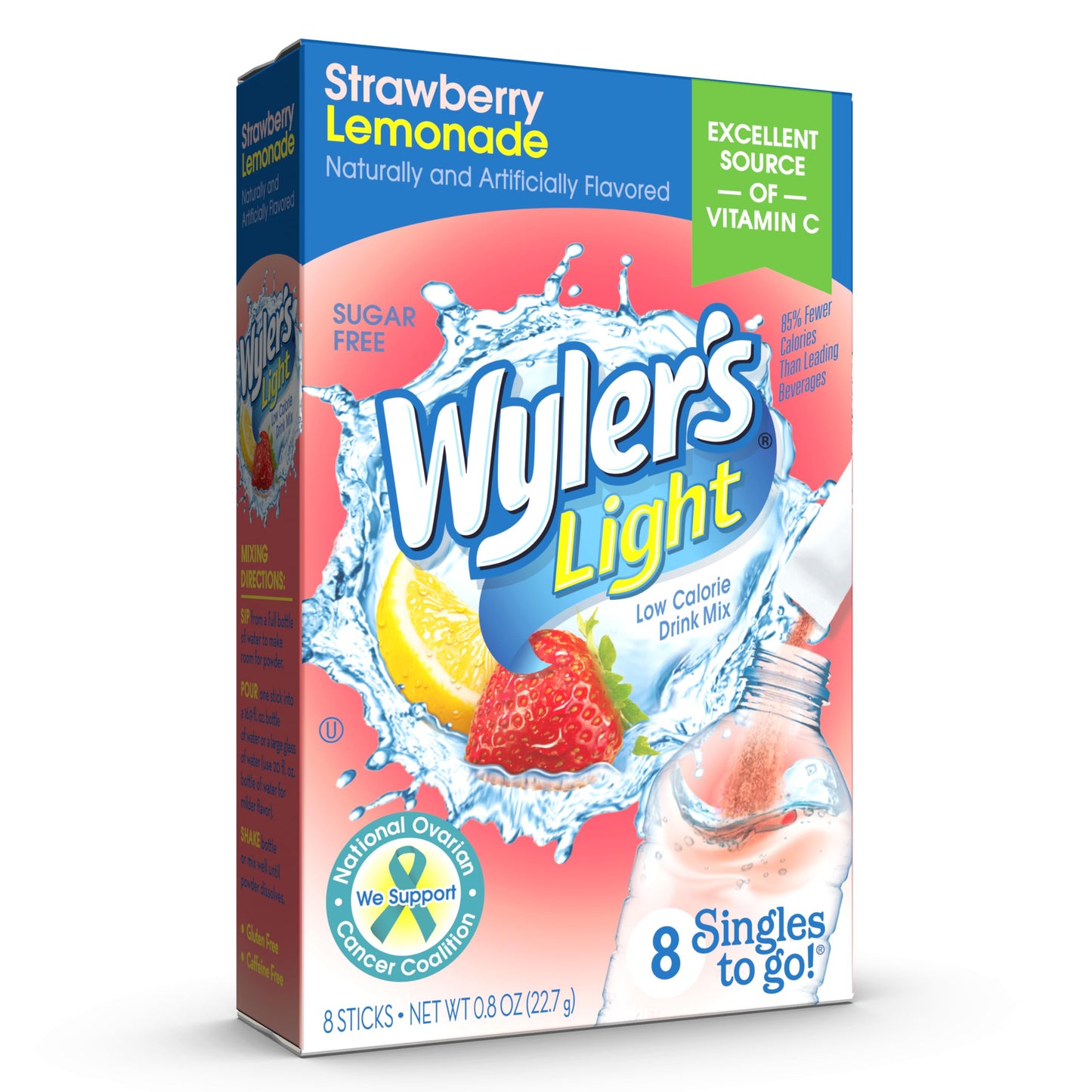 Singles Tо Go Powder Packets, Wаter Drink Mix, Strawberry Lemonade, 1 box with 8 count.