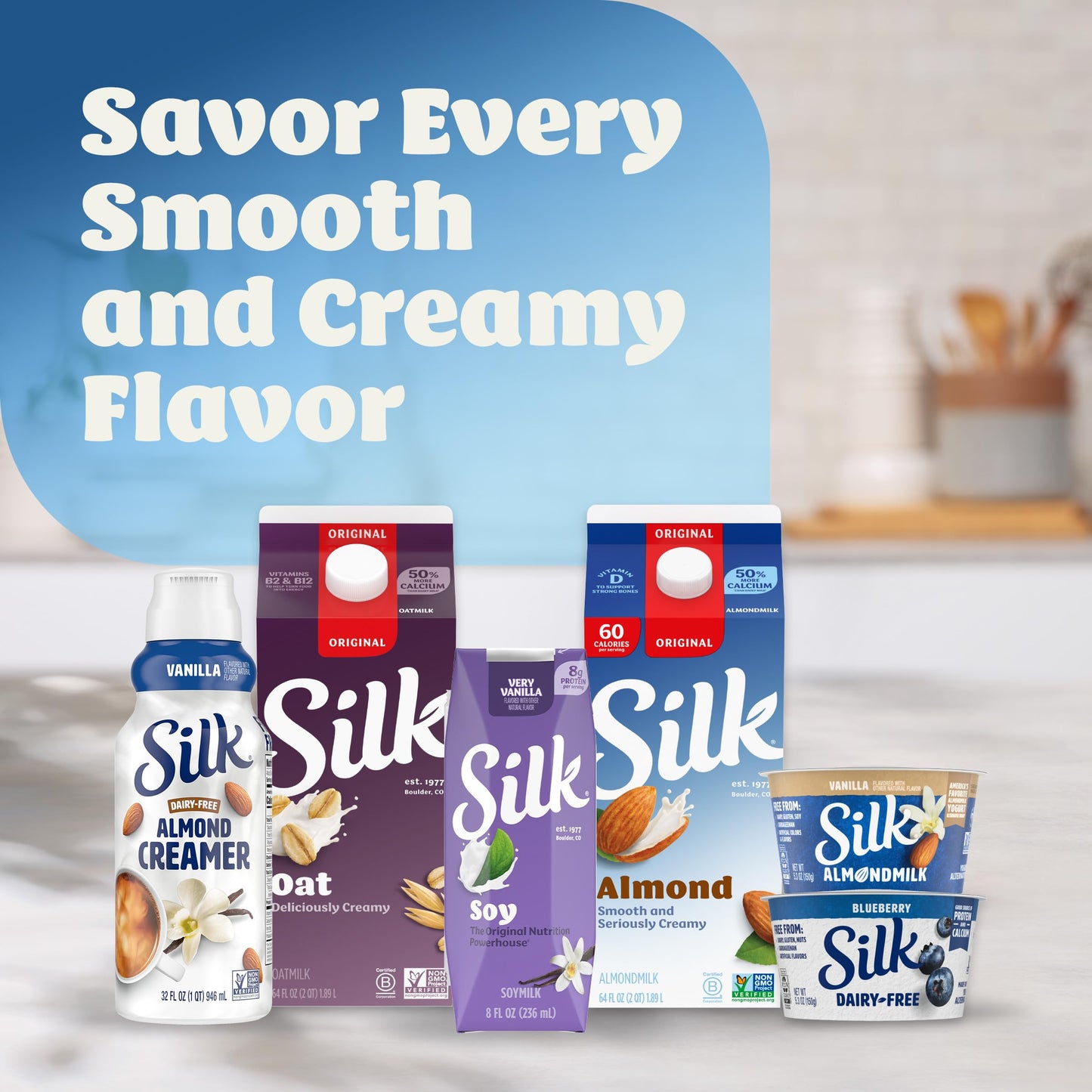 Silk Shelf-Stable Soy Milk Singles, Very Vanilla, Dairy-Free, Vegan, Non-GMO Project Verified, 8 oz., 6 Pack