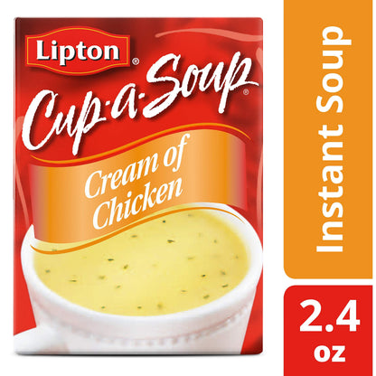 SOUP SECRETS Lipton Cup-a-Soup Instant Soup For a Warm Cup of Soup Cream of Chicken Only 70 Calories Per Serving, 4 Count (12 Pack)
