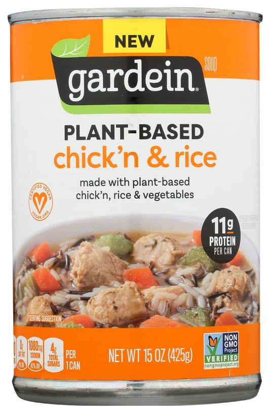 Gardein Plant-Based Chick'n & Rice Soup, Vegan, 15 oz.