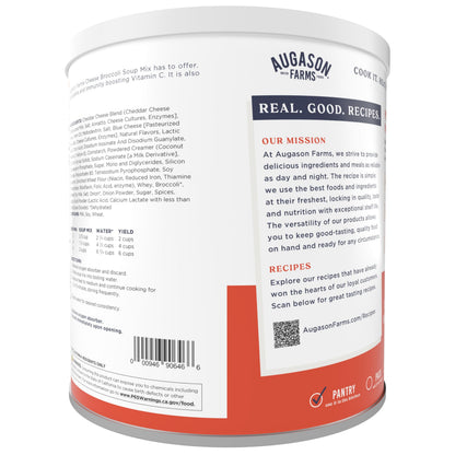 Augason Farms Cheesy Broccoli Soup Mix Can, Emergency Food Supply, Everyday Meals, 38 Servings