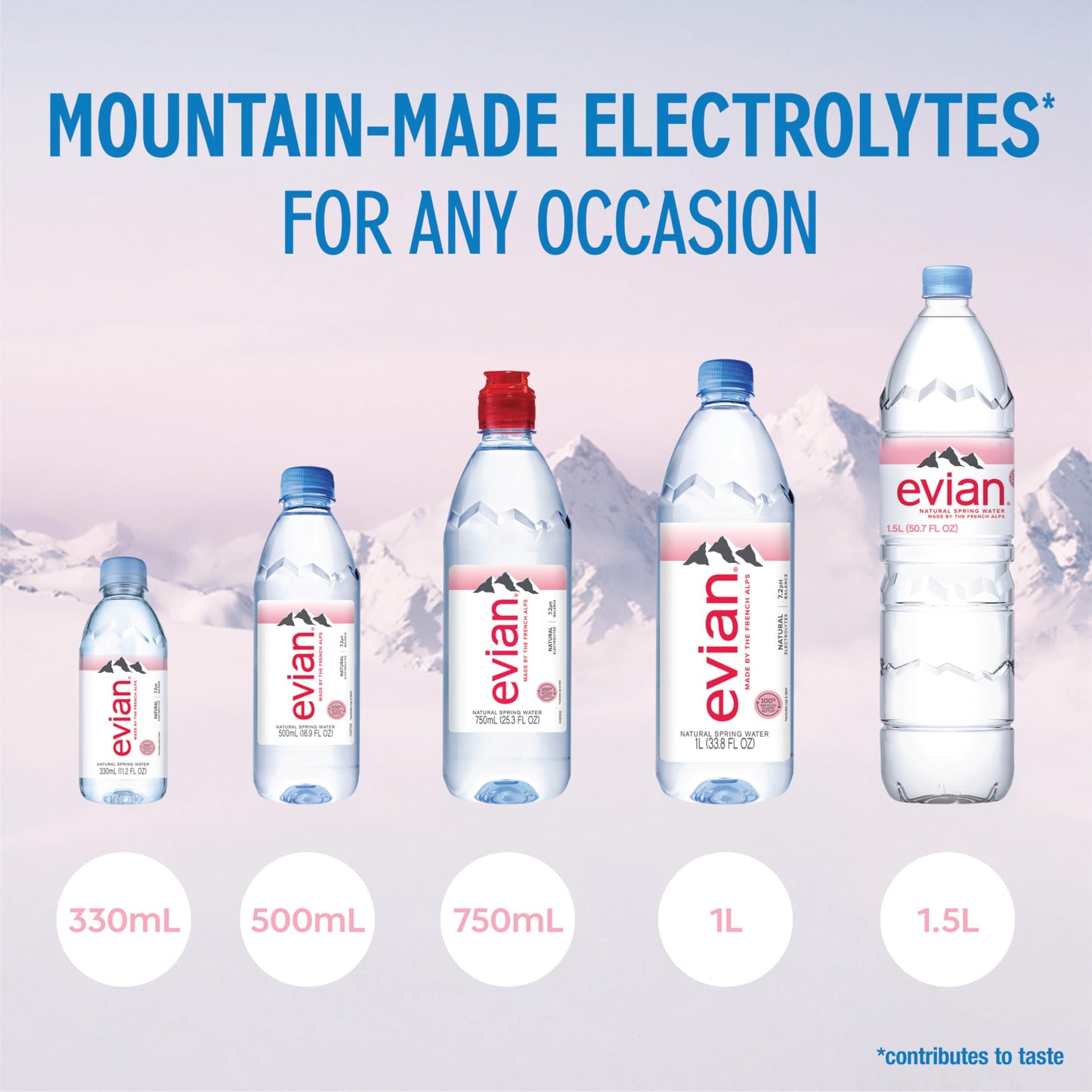 Evian Natural Spring Water, 1 L bottles, 6 pack
