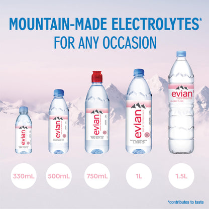 Evian Natural Spring Water, 1 L bottles, 6 pack
