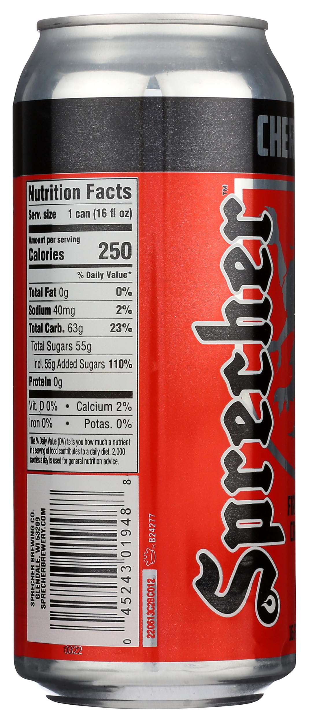 Sprecher Cherry Cola Soda, Kosher, Gluten Free, 16 Fluid Ounce (Pack of 12)
